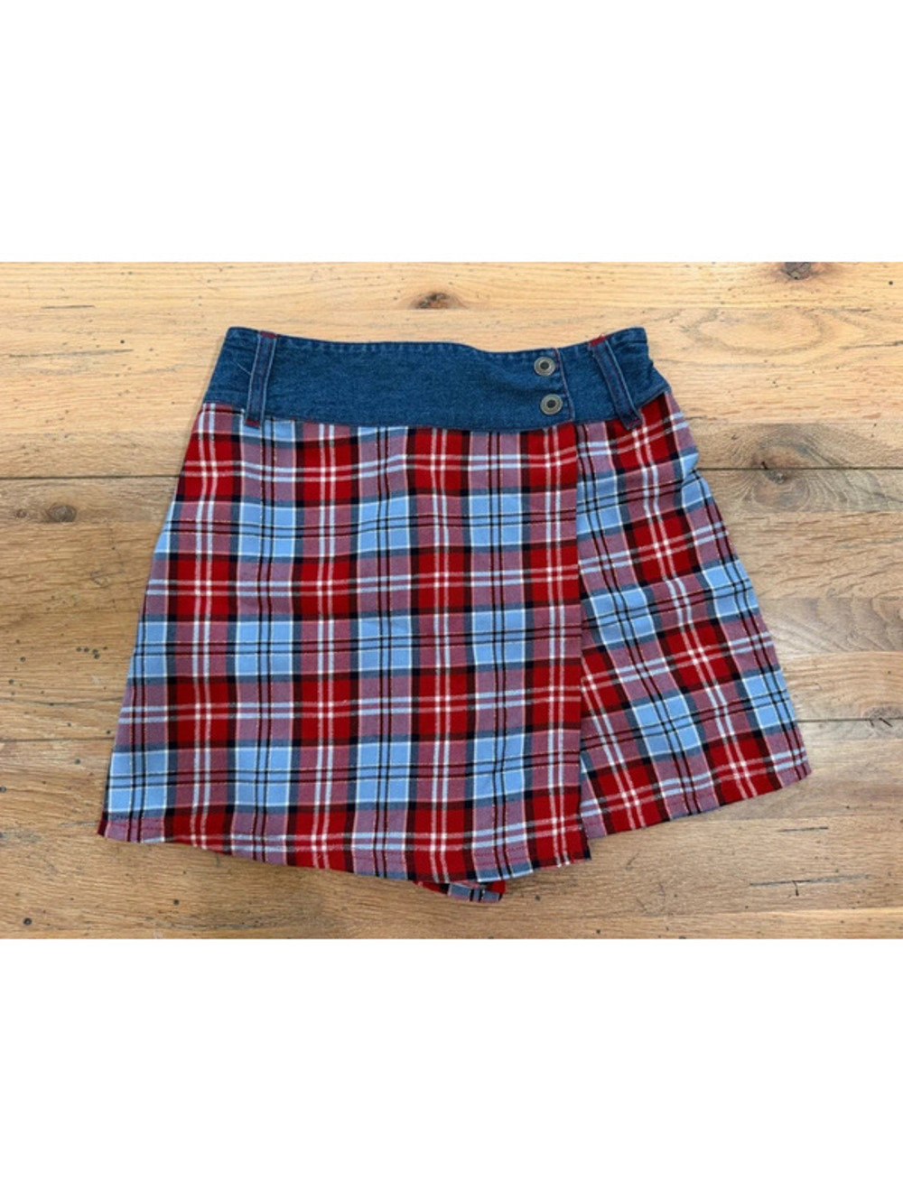 Y2K vintage Faded Glory plaid wrap mini skort size girl 12